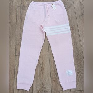 $1050 Mens THOM BROWNE 4 Bar Cotton Jogger Pants Light Pink 3 - Large